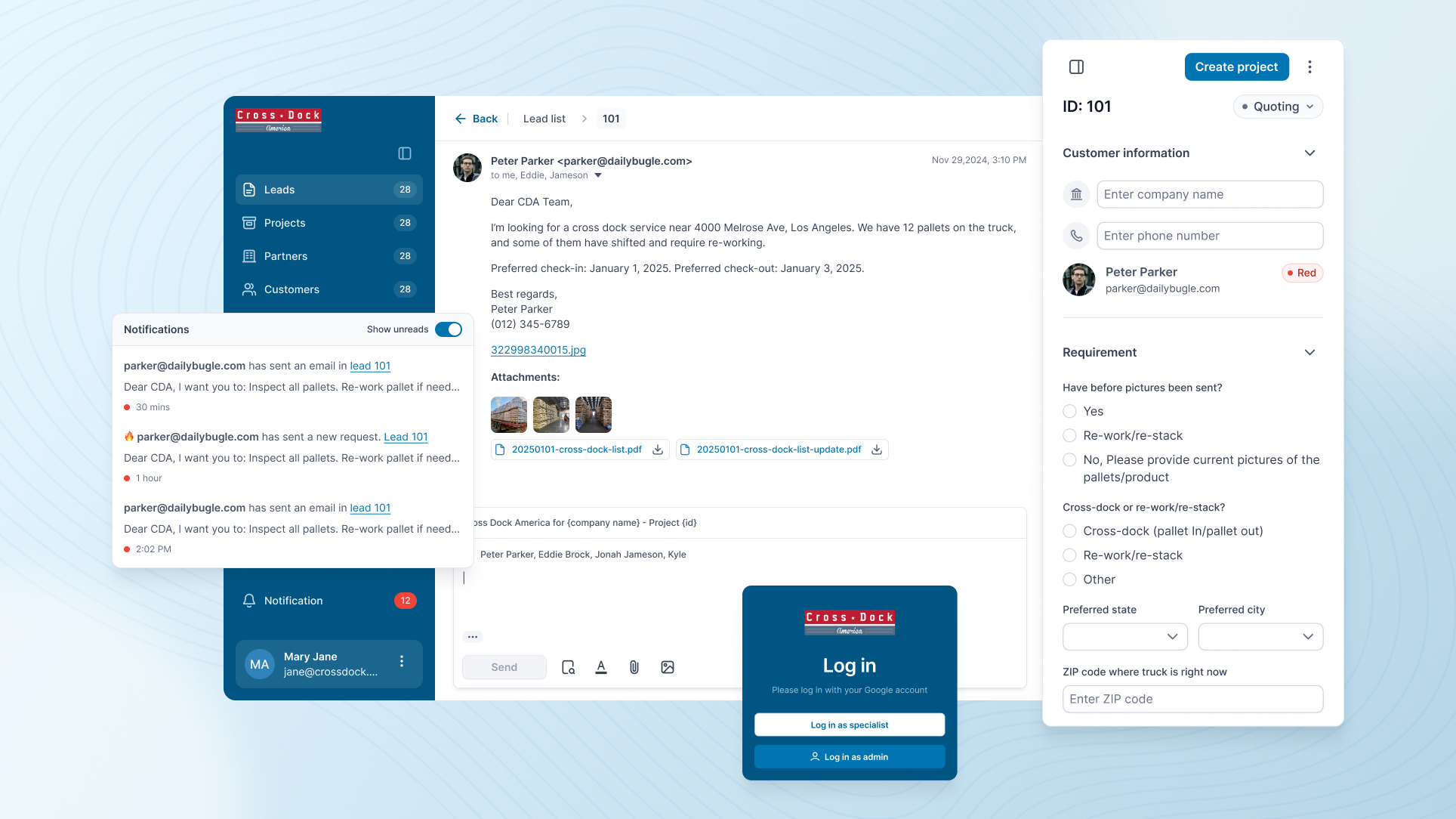Cross Dock America Logistics Dashboard